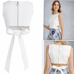 NWOT- Chicwish Bowknot Crop Top in White
